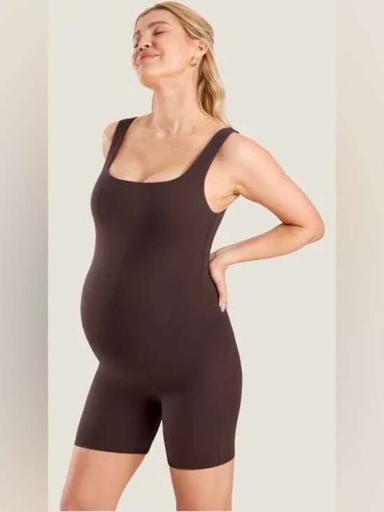 Momanda Other - Momanda Natrelax Maternity Brown Square Neck Tank Romper